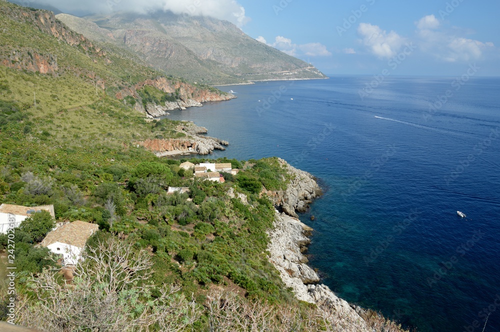 beautiful view to the Riserva Naturale dello Zingaro, Sicily, Italy