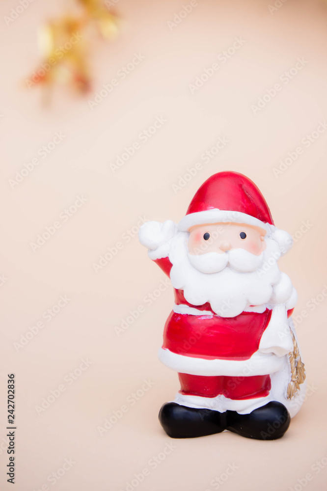 santa claus doll christmas background and gift box and copy space santa claus doll christmas background and gift box and copy space