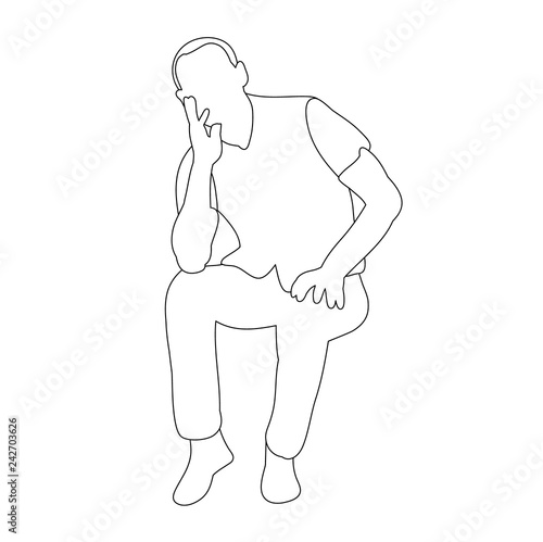 sketch of a man sitting, lines