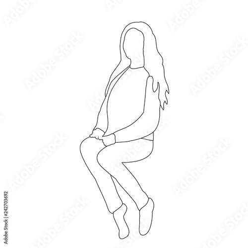 sketch girl, woman sitting