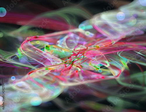 elementary particles in micro space, abstract futuristic 3d illustration