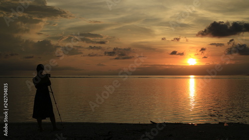 Romantic sunset in Indonesia. Gili Air