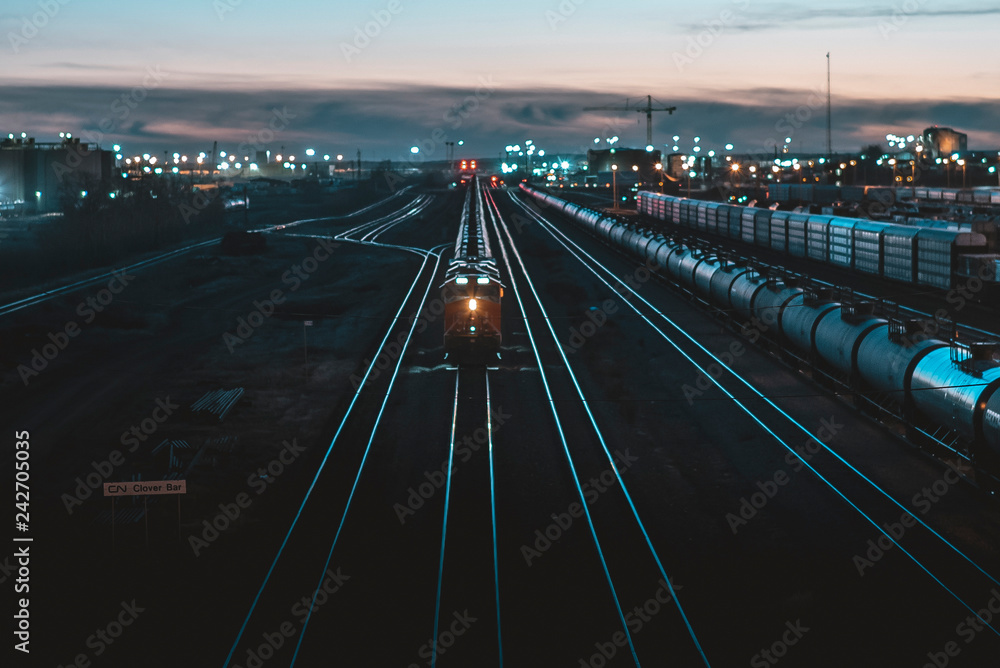 train at sunrise