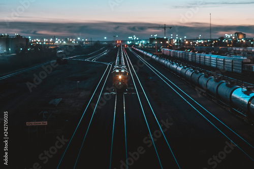 train at sunrise