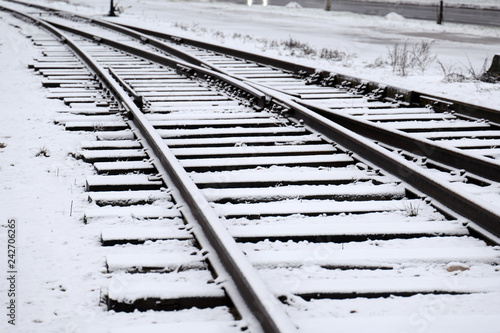 Railway track in winter
