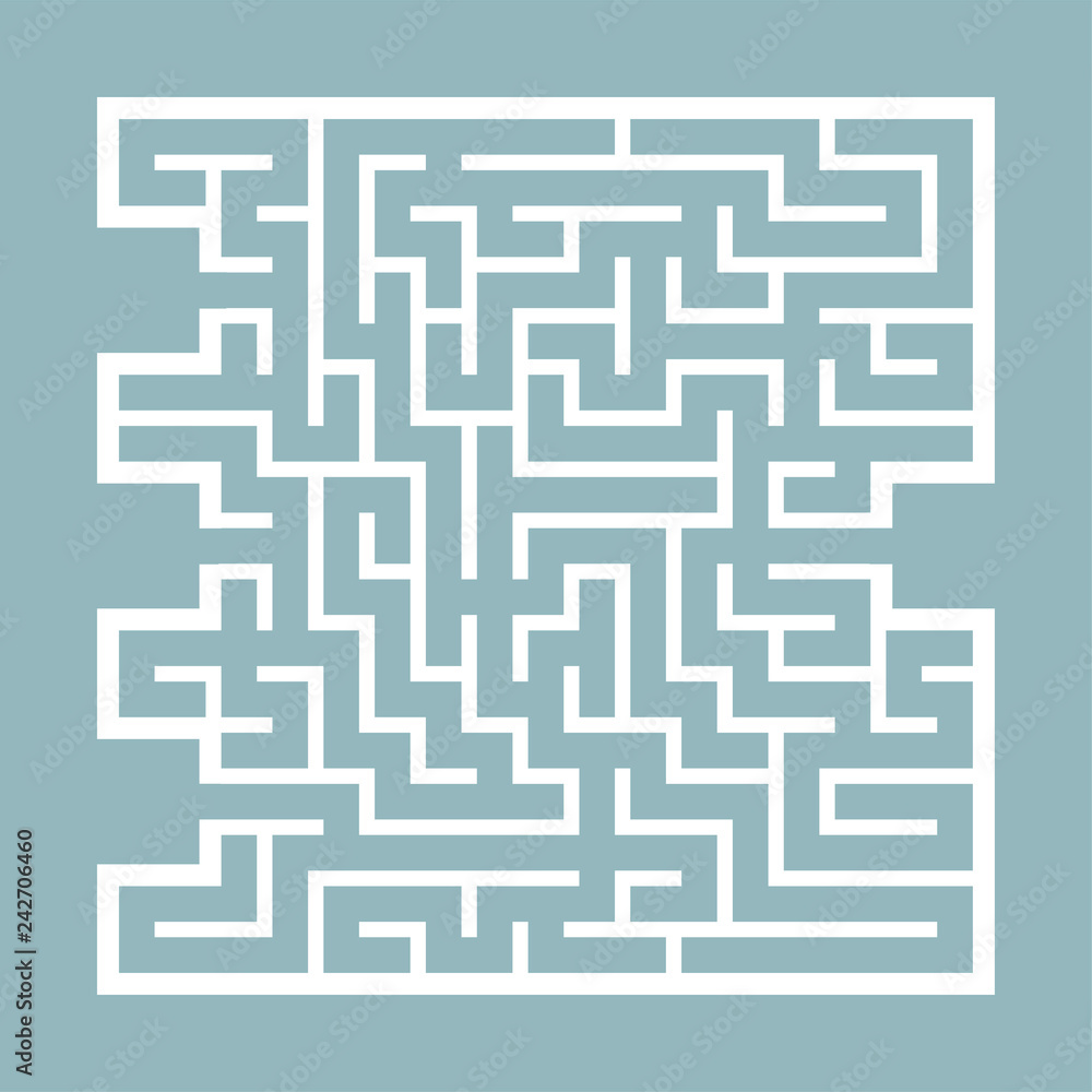 Abstract square maze. Game for kids. Puzzle for children. Find the right path. Labyrinth conundrum. Flat vector illustration isolated on color background.