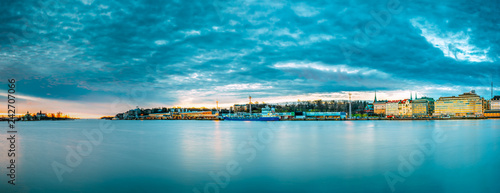 Helsinki, Finland. Panoramic Morning View Of Blekholmen Valkosaa © Grigory Bruev