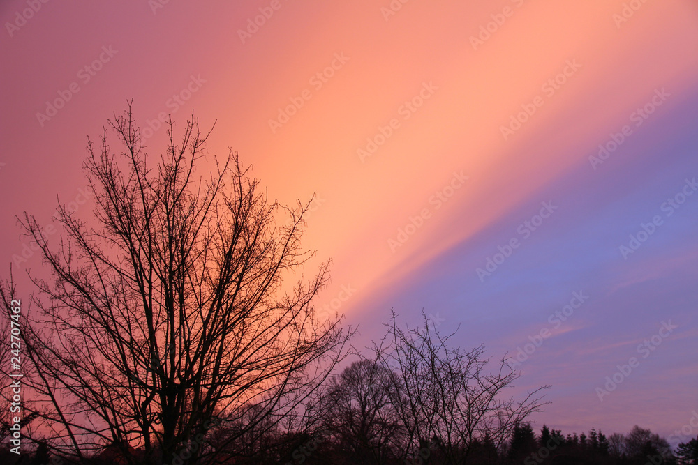 sunrise with colorful clouds on a wintermorning