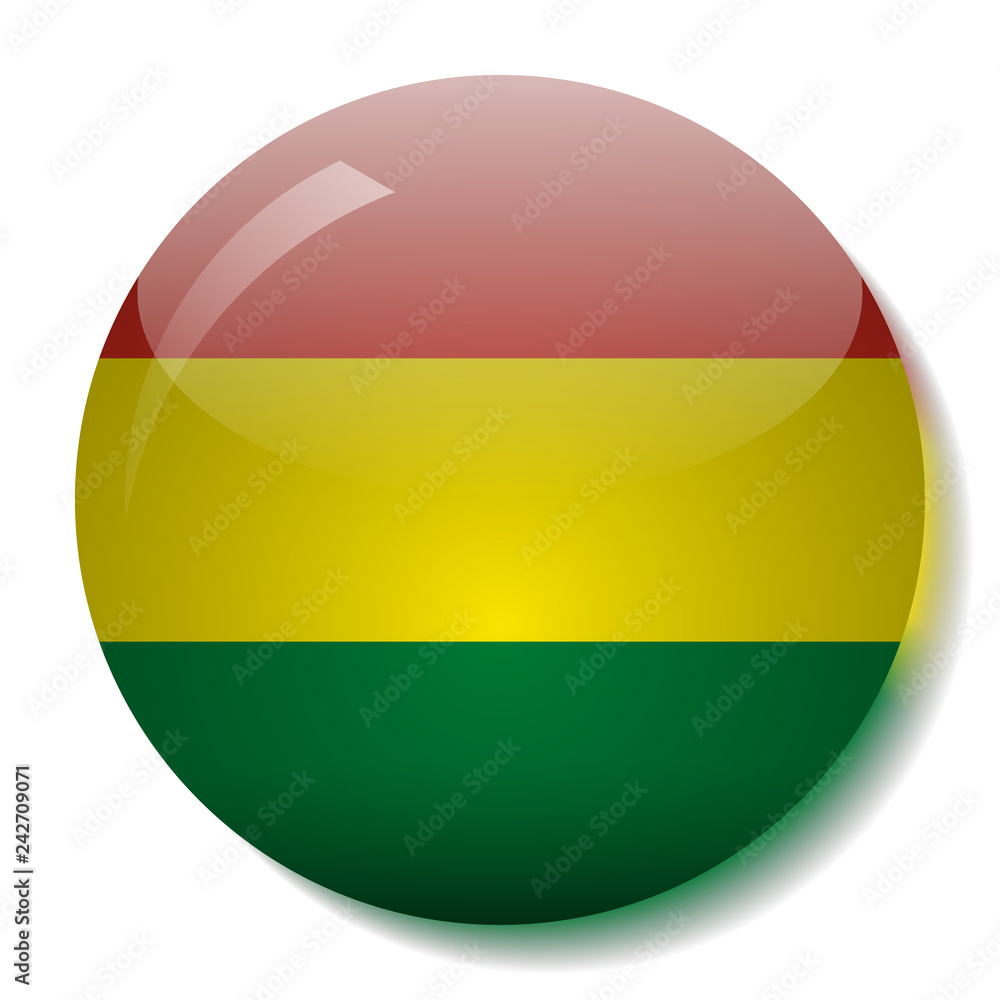 Bolivian flag glass button vector illustration Bolivian flag glass button vector illustration