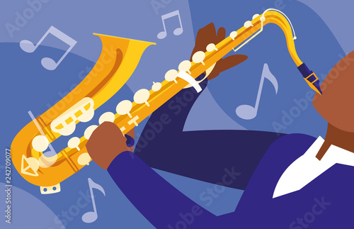 man playing saxophone instrument