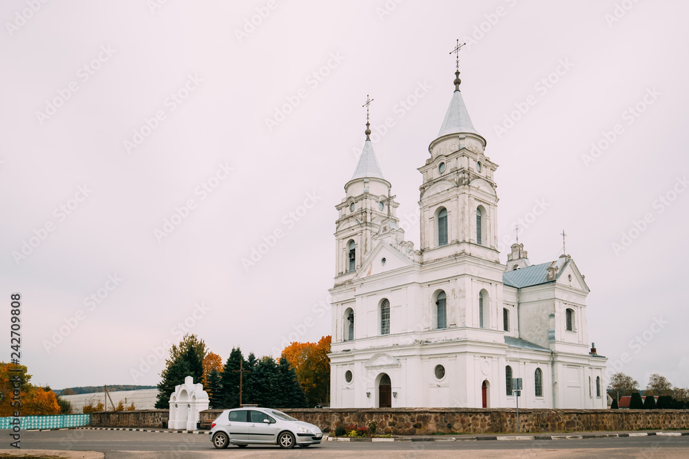 Parafjanava, Dokshitsy District, Vitebsk Region, Belarus. hurch Of Name Of The Blessed Virgin Mary In Autumn Day