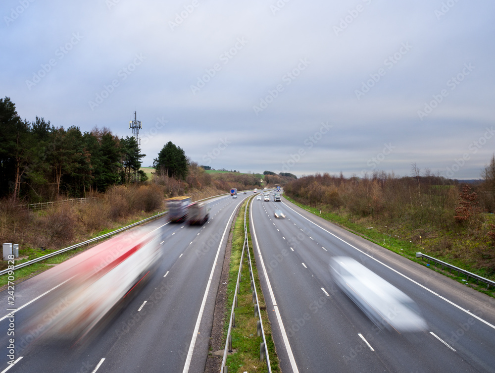 Moving Traffic on the M4 Motorway, Near Junction 28, Newport & Cardiff Moving Traffic on the M4 Motorway, Near Junction 28, Newport & Cardiff