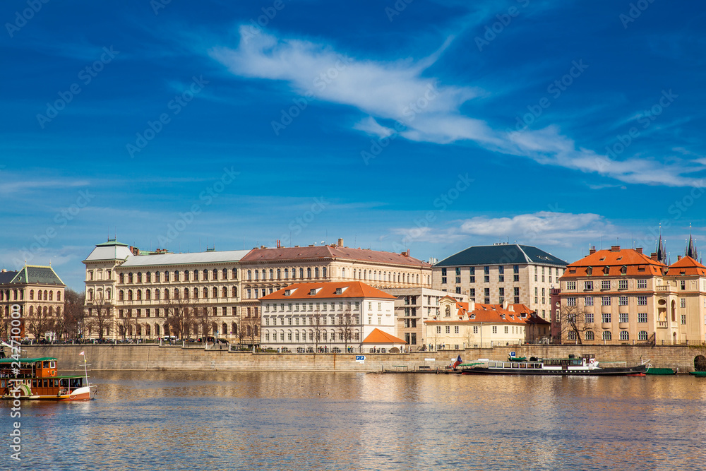 The beautiful old town of Prague city and the Vltava river