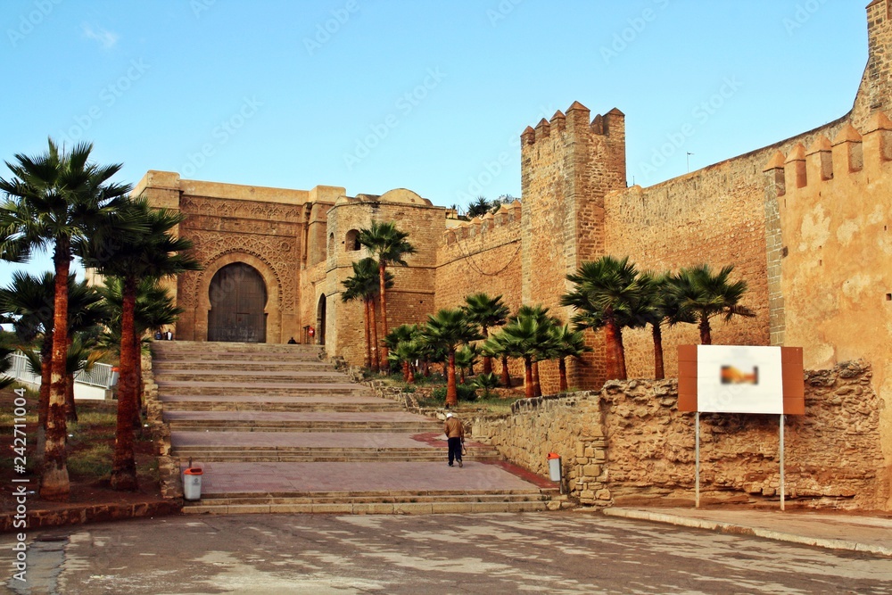 Entrada a la fortaleza de Rabat, Kasbah de los Oudayas, Marruecos.