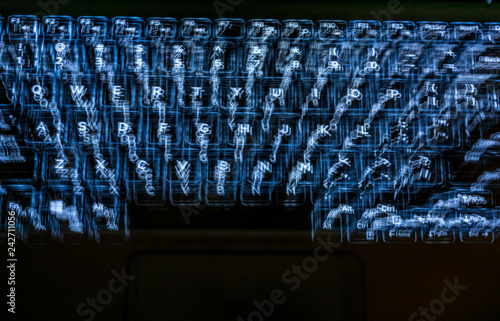 illuminated keyboard long exposure photo