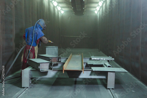 Tablou pe pânză Sandblast. Blasting metal.