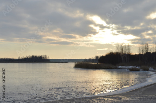river in winter Latvia