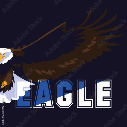 bald eagle bird flying with word
