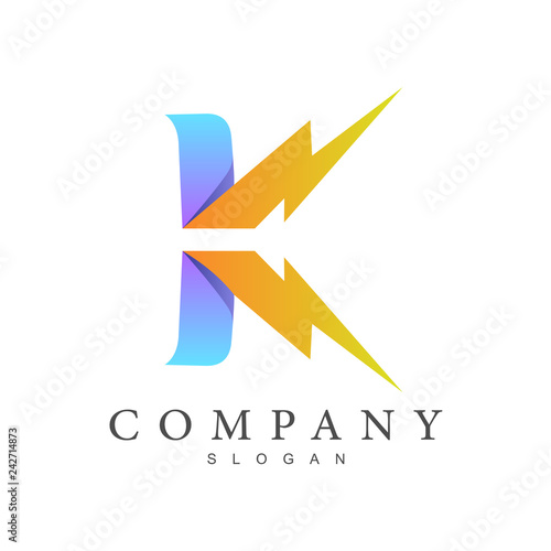 thunder letter K logo design Free Download thunder letter K logo design - GFXLoad
