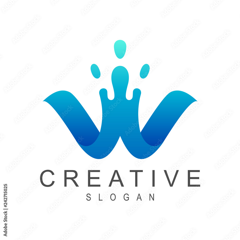 water splash letter W ogo design water splash letter W ogo design