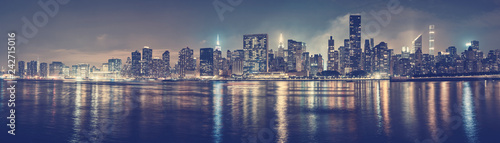 New York City skyline at night, color toning applied, USA. © MaciejBledowski