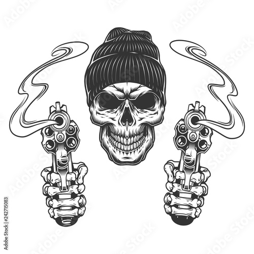 Gangster skull in beanie hat
