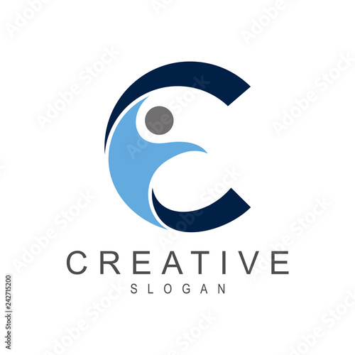 People and Letter C Health And Wellness Logo, Creative People Icon, Fitness Logo