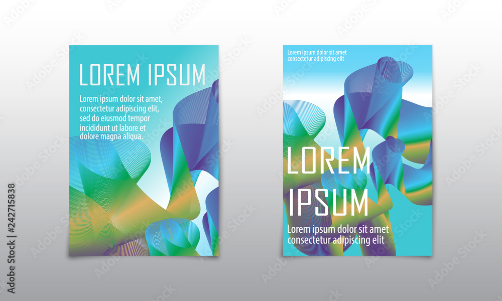 Cover set abstract design. Liquid wave background. Flow shapes vector.