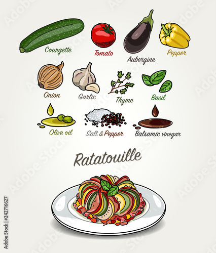 Vector Ratatouille Ingredients