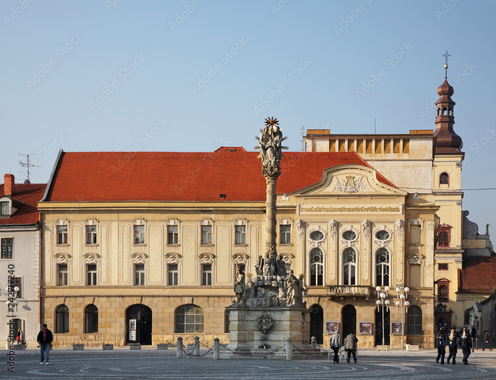 Plague column on Holy Trinity square in Trnava. Slovakia