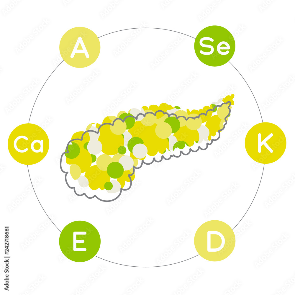 Vitamins and minerals for healthy pancreas. Micro and macro elements