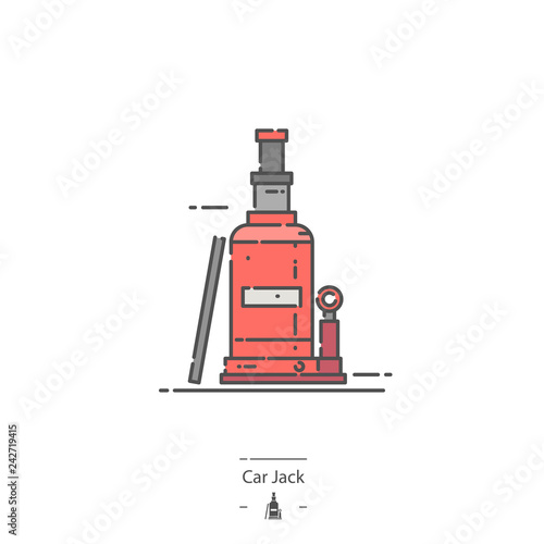Hydraulic car jack - Line color icon