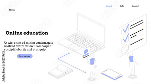 Landing page template. Programming course modern flat design isometric concept. Landing page template for online course. Conceptual isometric vector illustration for web and graphic design.
