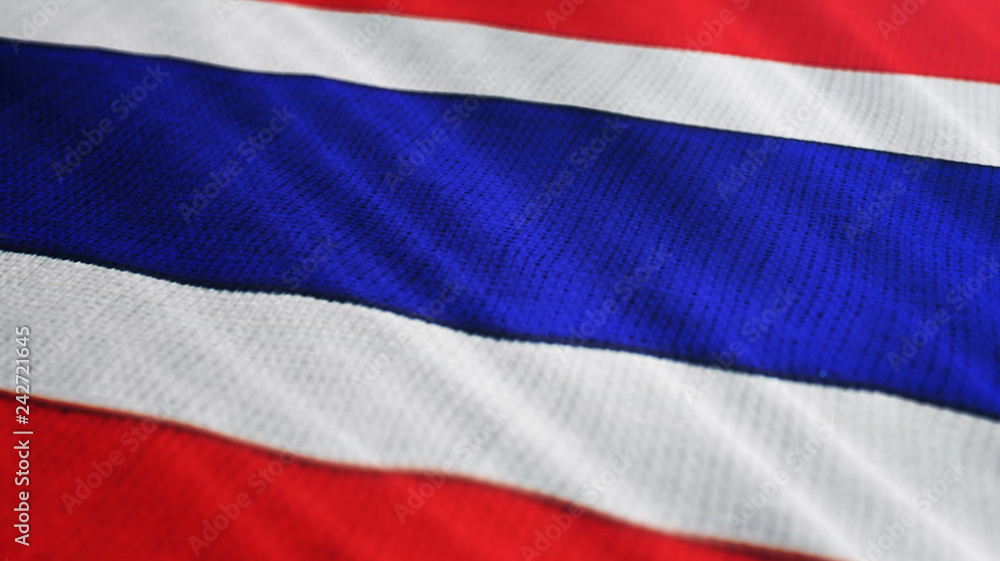 Thailand flag is waving 3D animation. Symbol of Thai national on fabric  cloth 3D rendering in full perspective. Stock Photo | Adobe Stock