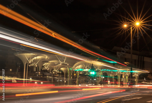 Cityscape of munich with traffic lights on the street