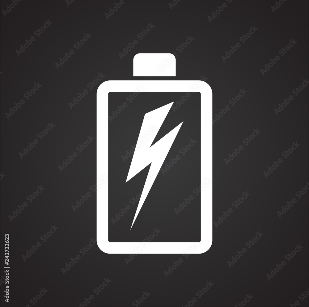 Battery icon on black background for graphic and web design, Modern simple vector sign. Internet concept. Trendy symbol for website design web button or mobile app Battery icon on black background for graphic and web design, Modern simple vector sign. Internet concept. Trendy symbol for website design web button or mobile app