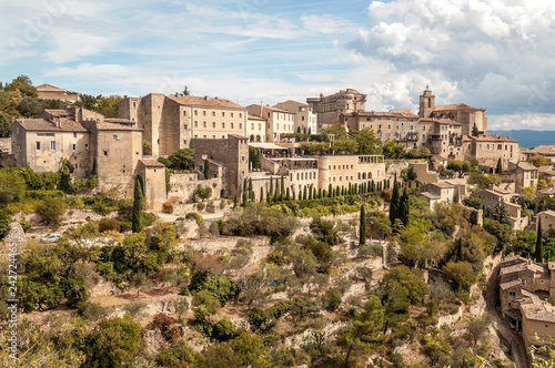 Gordes village in France on a cloudy day