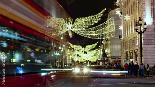 Time lapse view of Christmas lights and decorations in Regent street, London