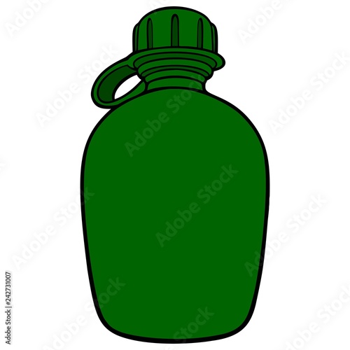 Army Canteen - A vector cartoon illustration of a Army Canteen.