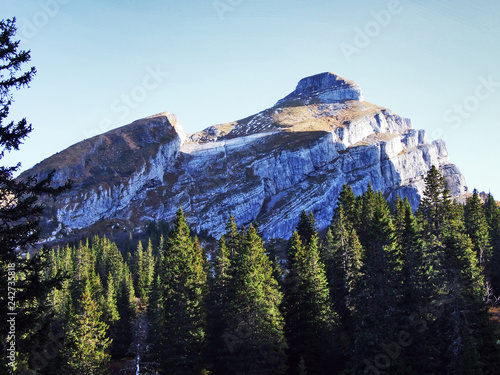 Rocky peak Brisi in the Churfirsten Mountain Range - Canton of St. Gallen, Switzerland photo