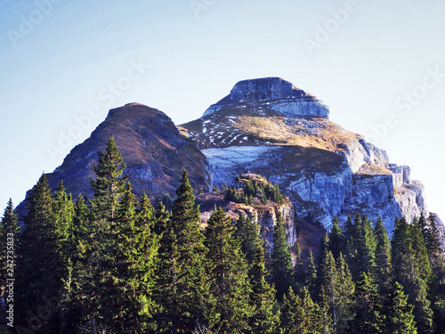 Rocky peak Brisi in the Churfirsten Mountain Range - Canton of St. Gallen, Switzerland photo