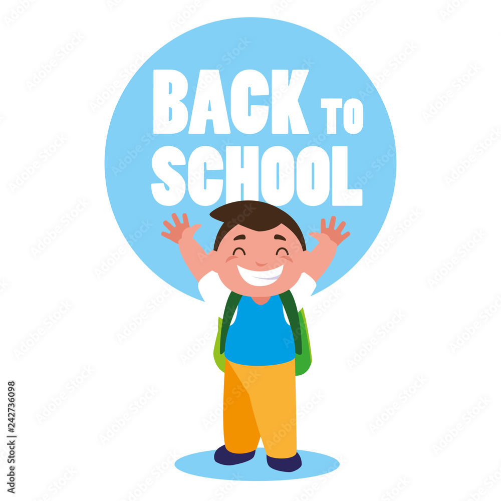 little student boy with school bag little student boy with school bag