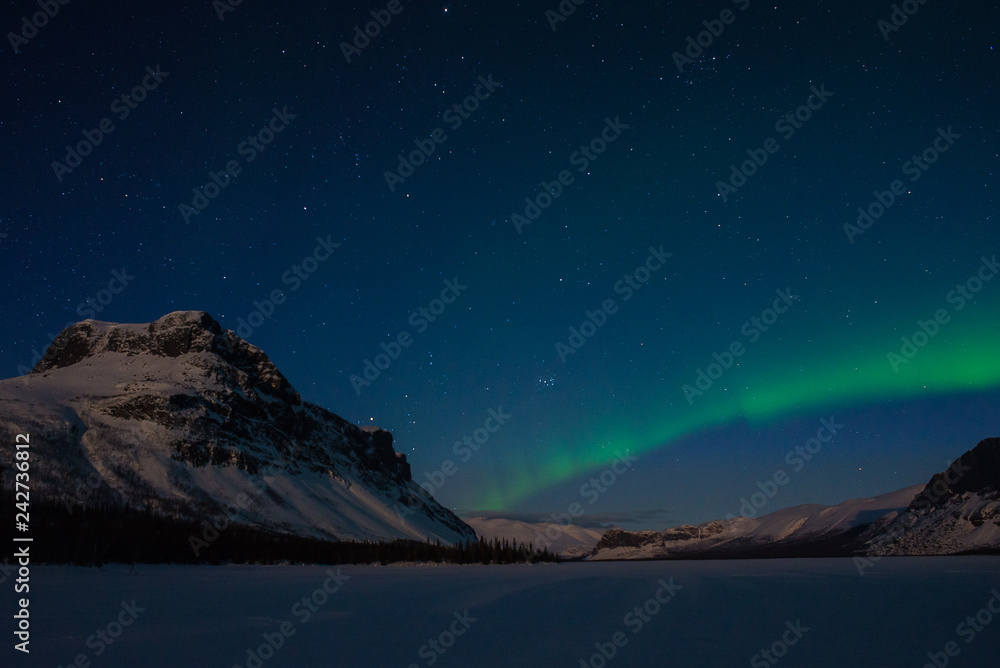 Northern lights in Sarek National Park, Laponia, Sweden