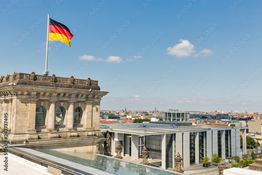Berlin cityscape with Reichstag tower, Germany.
