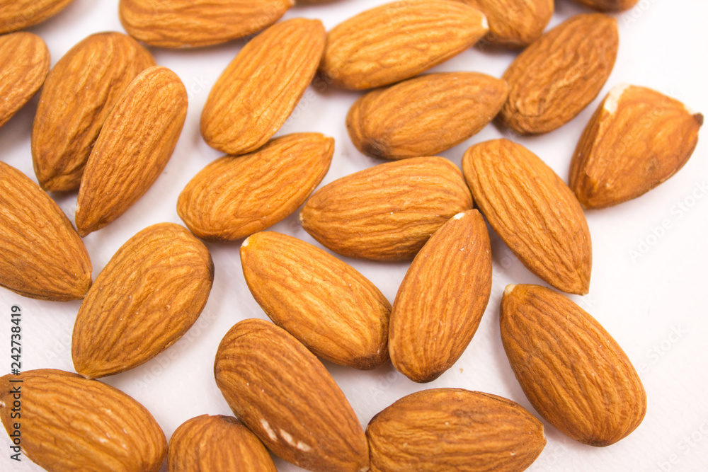 Almond. Almonds on white background. Almond nuts. Almond. Almonds on white background. Almond nuts.