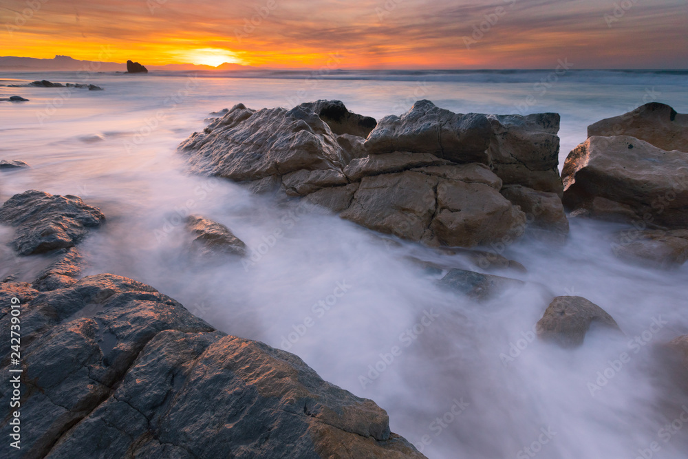 Fototapeta premium Spot from Ilbarritz beach, at Biarritz, Basque Country.
