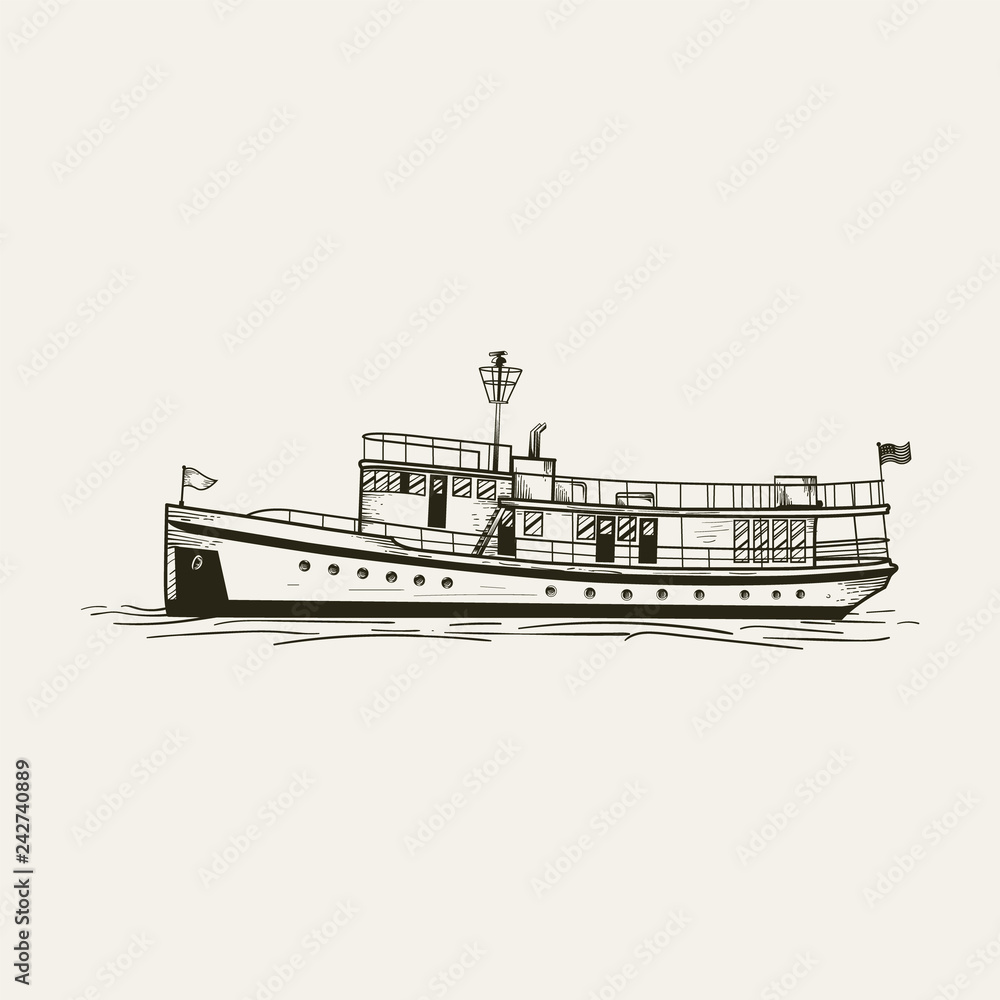 Obraz premium Hand drawn ship vector illustration