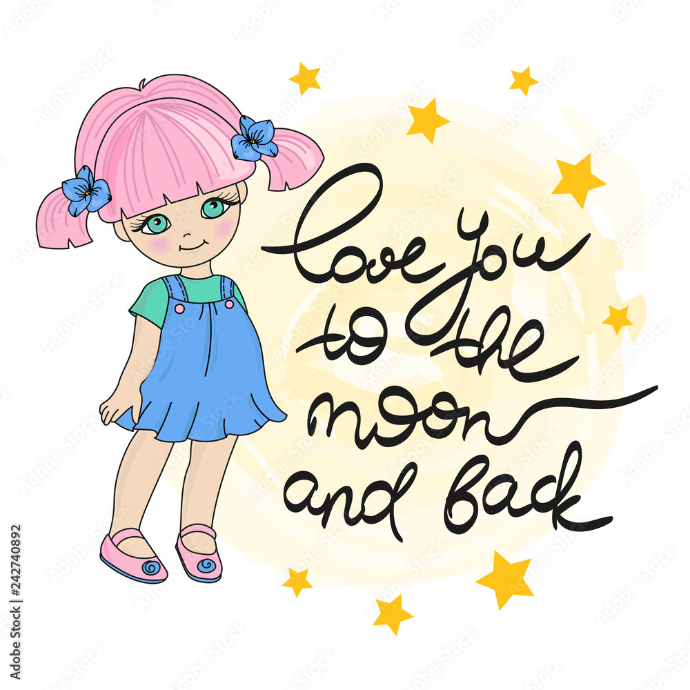 LOVE GIRL Valentine's Vector Illustration Set for Print, Decorations and Design. LOVE GIRL Valentine's Vector Illustration Set for Print, Decorations and Design.