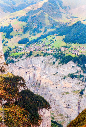 Murren mountains in Switzerland on a cloudy day