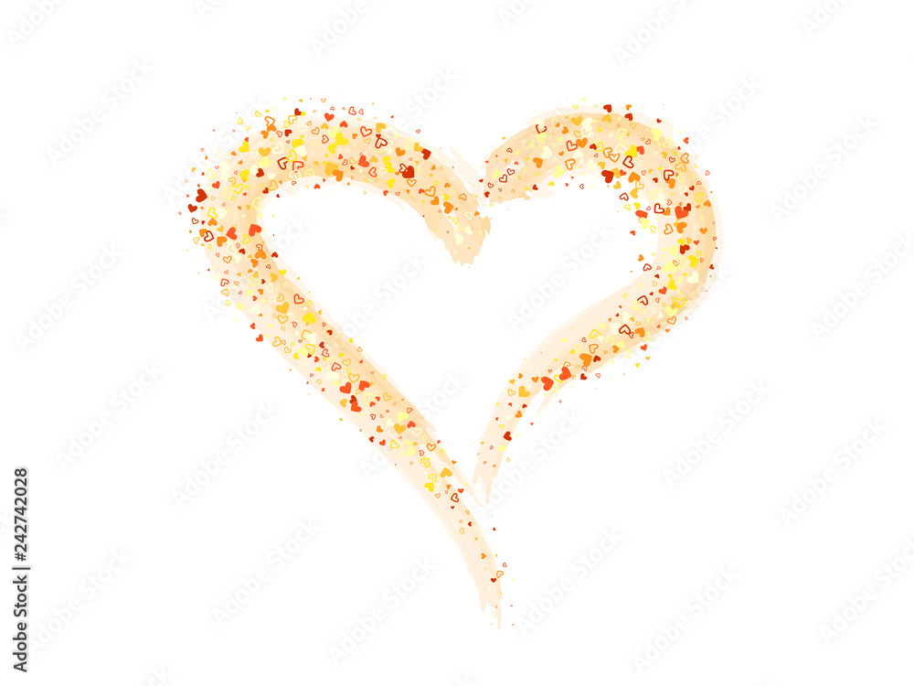 Vector background with gold glitter heart painted Vector background with gold glitter heart painted